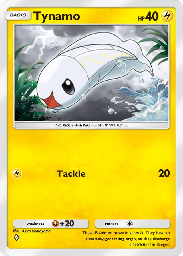 Tynamo, Ruler of the Skies #056, Basic Lightning Pokémon, illustrated by Akira Komayama