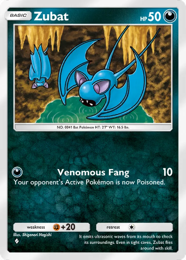 Zubat, Wisdom of Sea and Sky #107, Basic Darkness Pokémon, illustrated by Shigenori Negishi