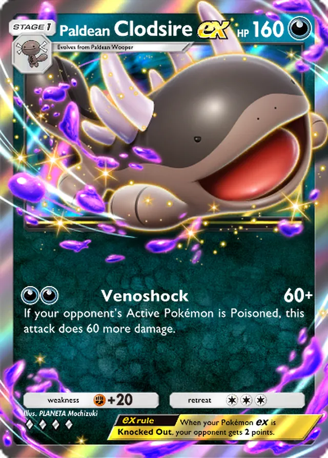 Paldean Clodsire ex, Shining Revelry #048, Stage 1 Darkness Pokémon, illustrated by PLANETA Mochizuki