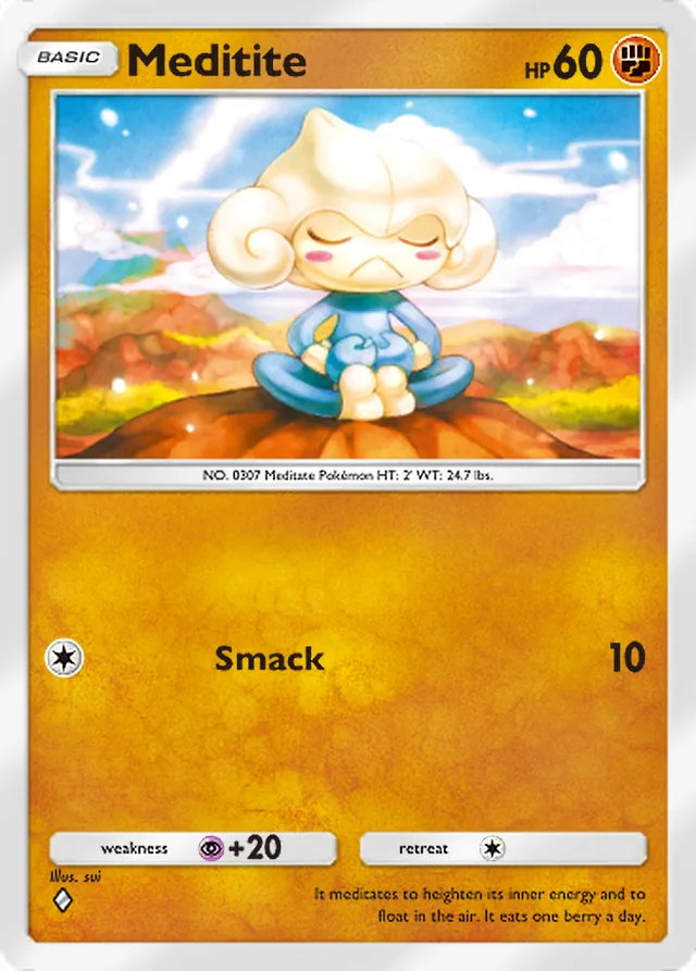 Meditite, Fantastical Parade #083, Basic Fighting Pokémon, illustrated by sui