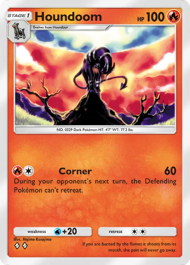 Houndoom, Triumphant Light #012, Stage 1 Fire Pokémon, illustrated by Hajime Kusajima