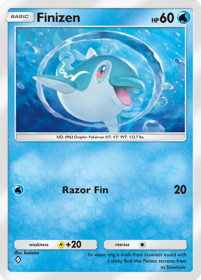 Finizen, Paldean Wonders #027, Basic Water Pokémon, illustrated by kodama