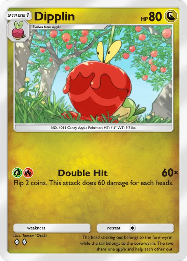 Dipplin, Ruler of the Skies #126, Stage 1 Dragon Pokémon, illustrated by Tomomi Ozaki