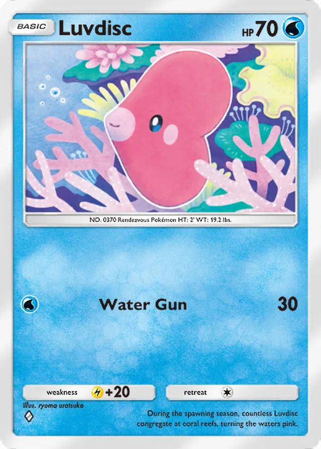 Luvdisc, Everyday Wonders #018, Basic Water Pokémon, illustrated by ryoma uratsuka