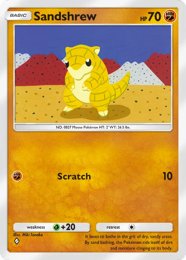 Sandshrew, Genetic Apex #137, Basic Fighting Pokémon, illustrated by Miki Tanaka