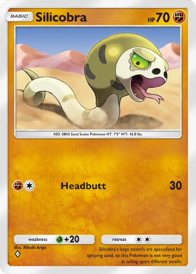 Silicobra, Pulsing Aura #095, Basic Fighting Pokémon, illustrated by Hitoshi Ariga