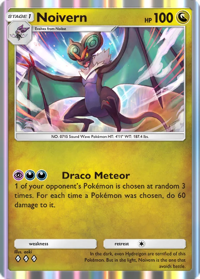 Noivern, Ruler of the Skies #122, Stage 1 Dragon Pokémon, illustrated by aoki