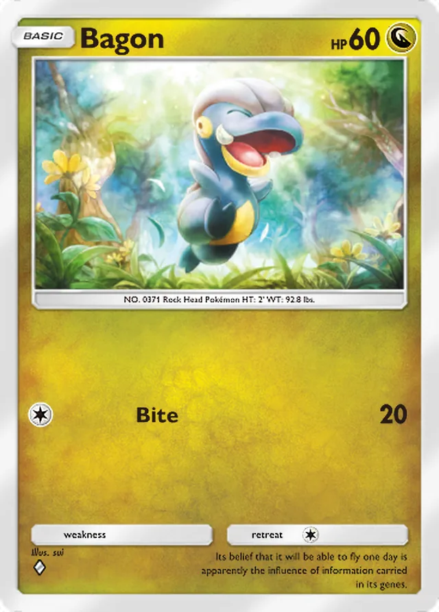 Bagon, Fantastical Parade #121, Basic Dragon Pokémon, illustrated by sui