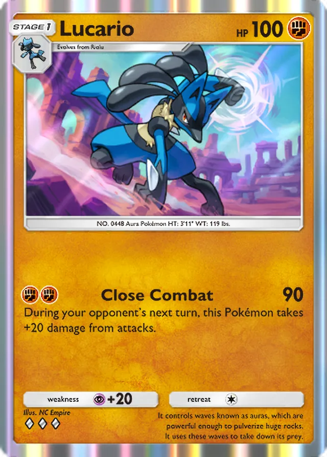 Lucario, Pulsing Aura #080, Stage 1 Fighting Pokémon, illustrated by NC Empire