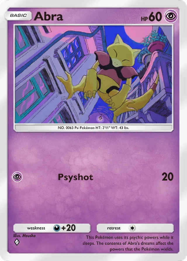 Abra, Shining Revelry #029, Basic Psychic Pokémon, illustrated by Mousho