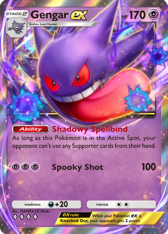 Gengar ex, Genetic Apex #123, Stage 2 Psychic Pokémon, illustrated by PLANETA CG Works