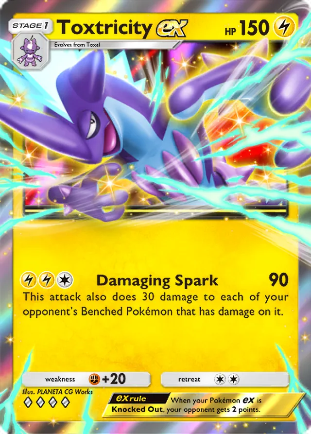 Toxtricity ex, Fantastical Parade #055, Stage 1 Lightning Pokémon, illustrated by PLANETA CG Works