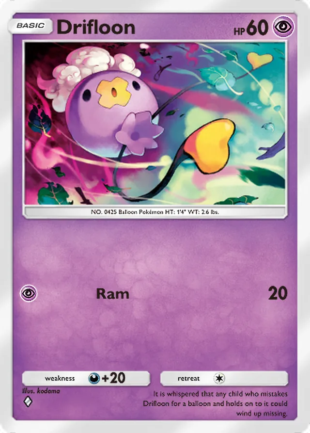 Drifloon, Shining Revelry #033, Basic Psychic Pokémon, illustrated by kodama