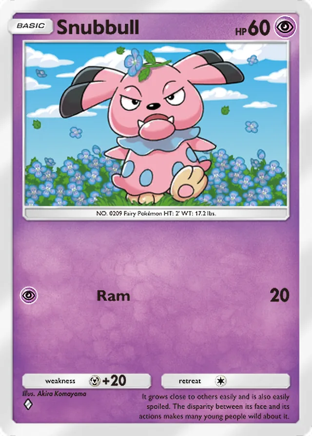 Snubbull, Wisdom of Sea and Sky #088, Basic Psychic Pokémon, illustrated by Akira Komayama