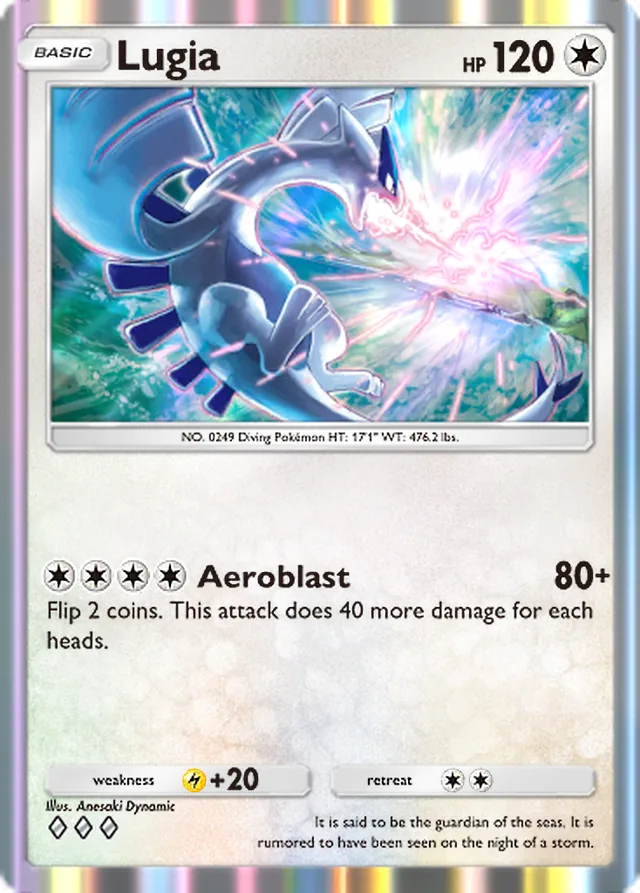 Lugia, Fantastical Parade #131, Basic Colorless Pokémon, illustrated by Anesaki Dynamic