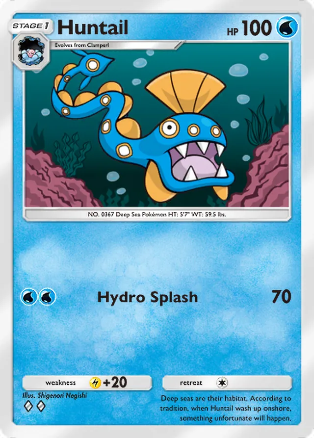 Huntail, Pulsing Aura #043, Stage 1 Water Pokémon, illustrated by Shigenori Negishi