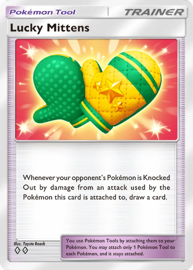 Lucky Mittens, Mega Rising #220, Trainer card, illustrated by Toyste Beach