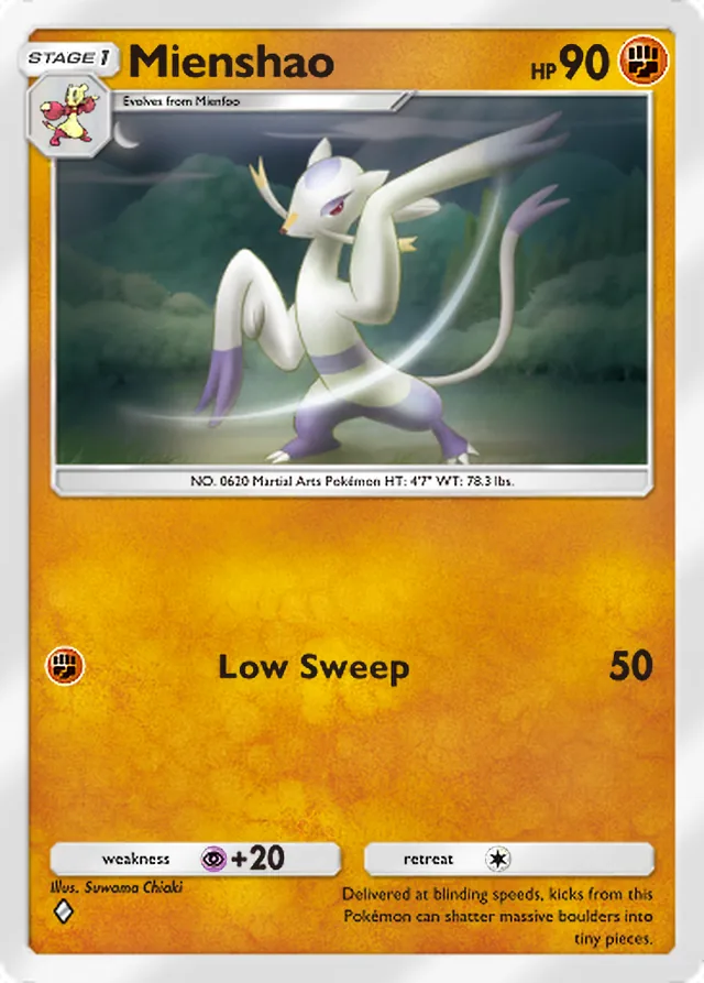 Mienshao, Crimson Blaze #044, Stage 1 Fighting Pokémon, illustrated by Suwama Chiaki