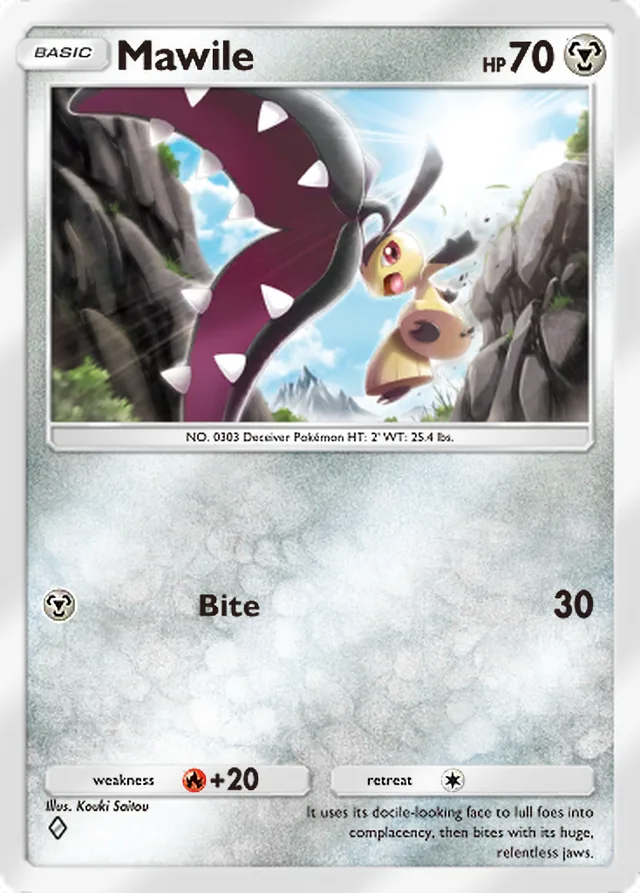 Mawile, Wisdom of Sea and Sky #125, Basic Metal Pokémon, illustrated by Kouki Saitou