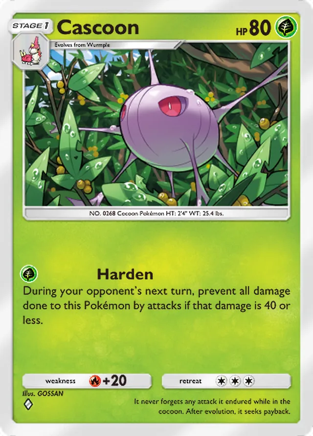 Cascoon, Mega Rising #006, Stage 1 Grass Pokémon, illustrated by GOSSAN