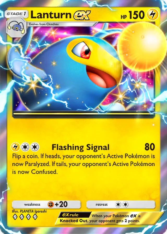 Lanturn ex, Wisdom of Sea and Sky #065, Stage 1 Lightning Pokémon, illustrated by PLANETA Igarashi