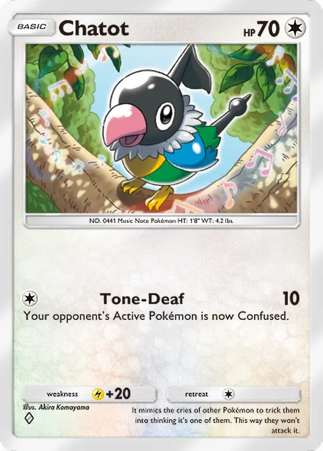 Chatot, Eevee Grove #060, Basic Colorless Pokémon, illustrated by Akira Komayama
