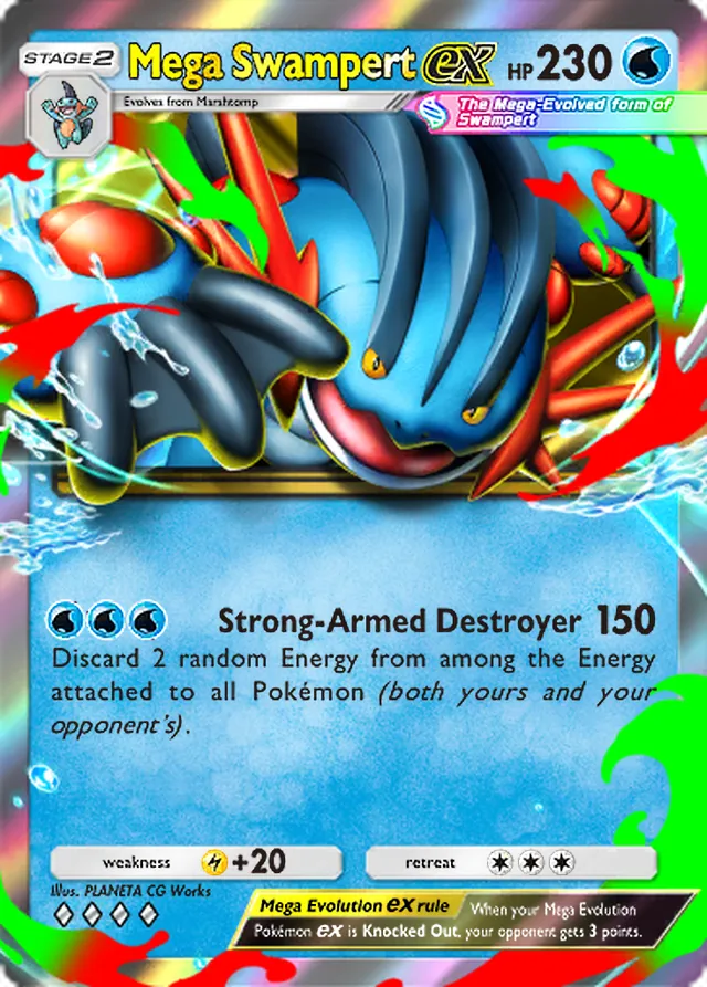 Mega Swampert ex, Fantastical Parade #036, Stage 2 Water Pokémon, illustrated by PLANETA CG Works