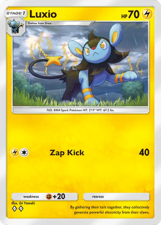 Luxio, Ruler of the Skies #052, Stage 1 Lightning Pokémon, illustrated by Eri Yamaki