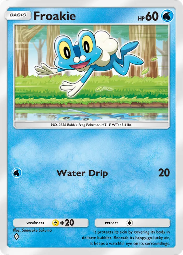 Froakie, Mega Rising #071, Basic Water Pokémon, illustrated by Sanosuke Sakuma