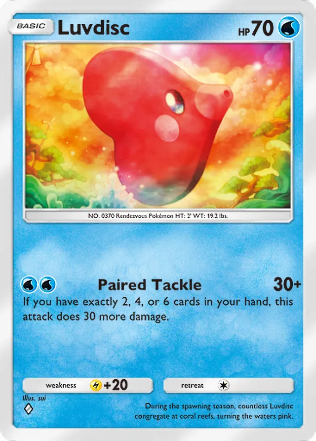 Luvdisc, Mega Rising #060, Basic Water Pokémon, illustrated by sui