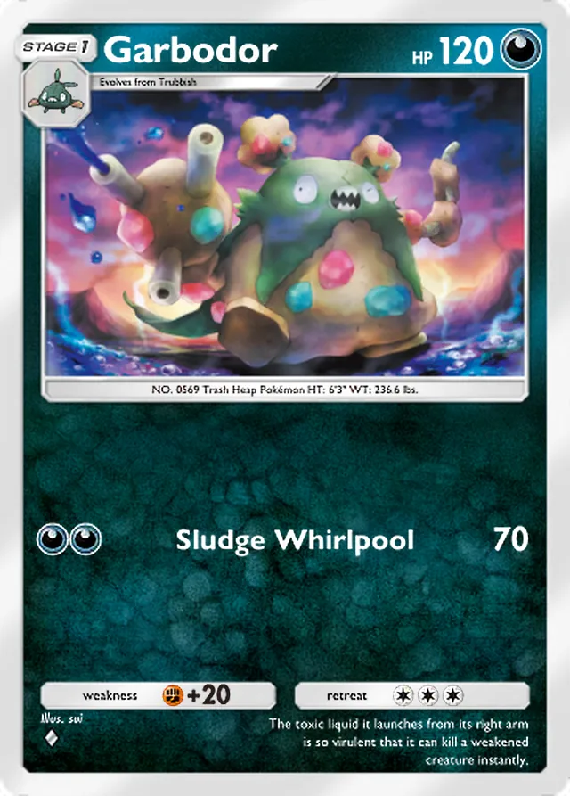 Garbodor, Mega Shine #042, Stage 1 Darkness Pokémon, illustrated by sui
