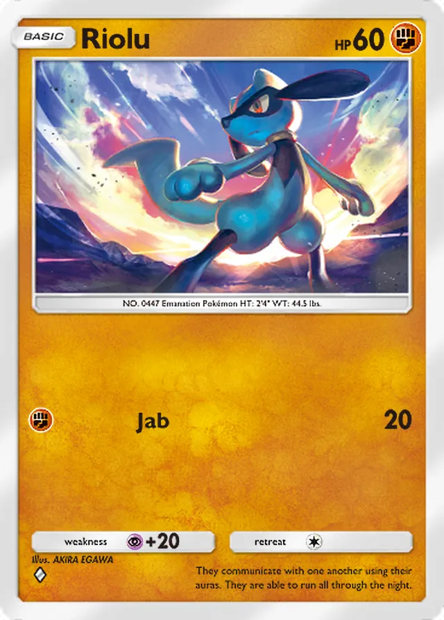Riolu, Space-Time Smackdown #091, Basic Fighting Pokémon, illustrated by AKIRA EGAWA