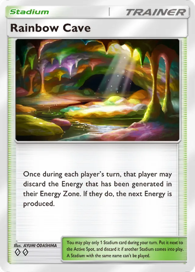 Rainbow Cave, Ruler of the Skies #155, Trainer card, illustrated by AYUMI ODASHIMA
