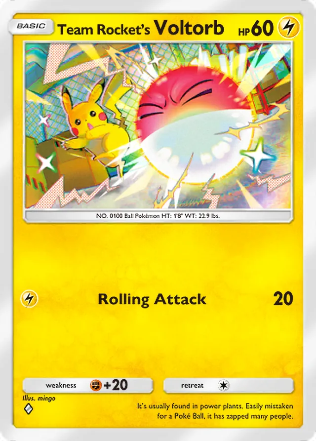 Team Rocket’s Voltorb, Team Rocket’s Ambition #019, Basic Lightning Pokémon, illustrated by mingo