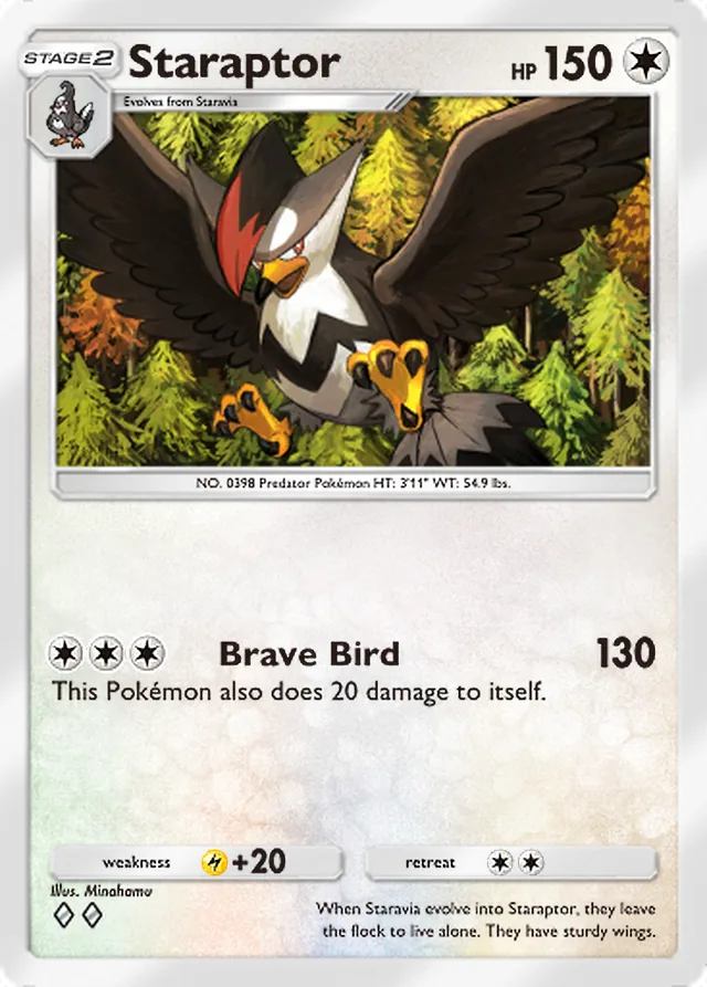 Staraptor, Triumphant Light #068, Stage 2 Colorless Pokémon, illustrated by Minahamu