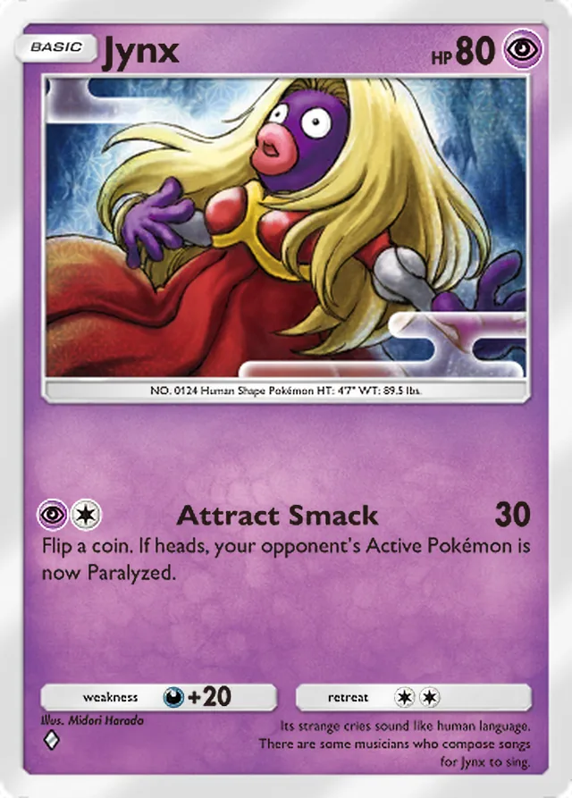 Jynx, Wisdom of Sea and Sky #076, Basic Psychic Pokémon, illustrated by Midori Harada