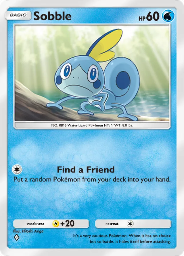 Sobble, Pulsing Aura #048, Basic Water Pokémon, illustrated by Hitoshi Ariga