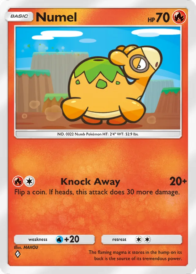 Numel, Pulsing Aura #021, Basic Fire Pokémon, illustrated by MAHOU