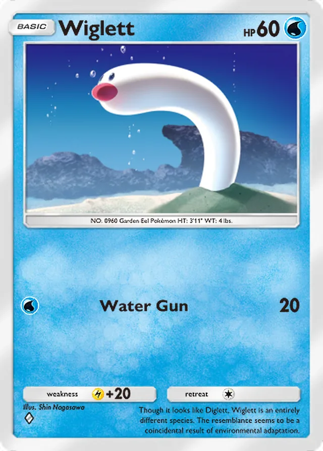 Wiglett, Paldean Wonders #025, Basic Water Pokémon, illustrated by Shin Nagasawa