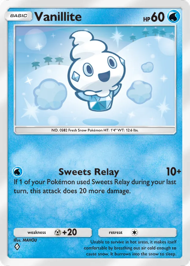 Vanillite, Eevee Grove #018, Basic Water Pokémon, illustrated by MAHOU