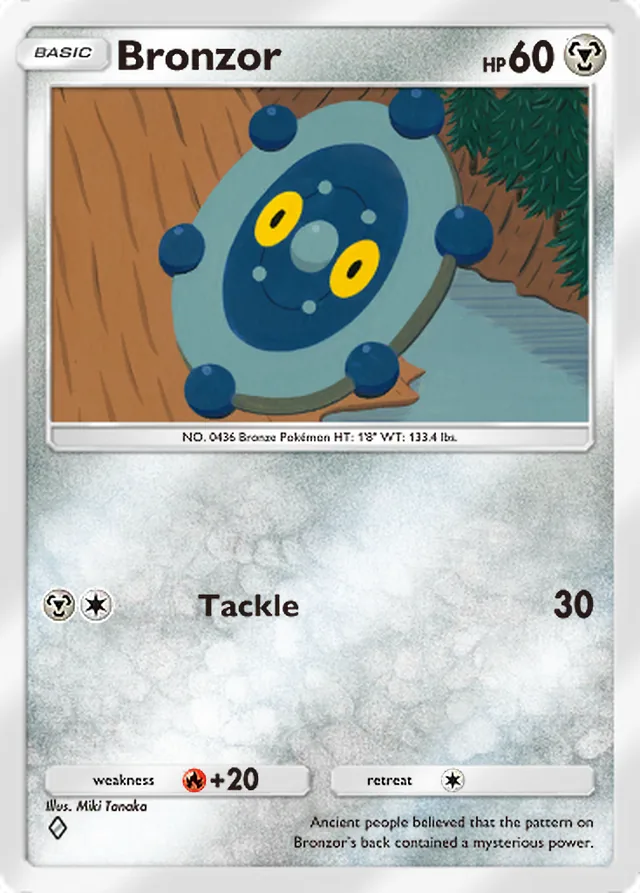 Bronzor, Space-Time Smackdown #116, Basic Metal Pokémon, illustrated by Miki Tanaka