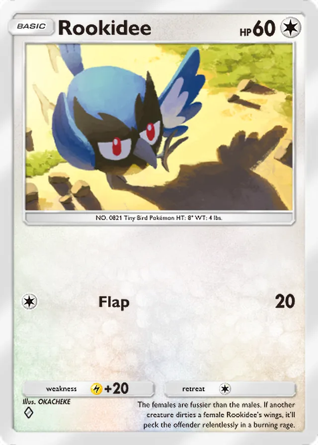 Rookidee, Mega Rising #209, Basic Colorless Pokémon, illustrated by OKACHEKE