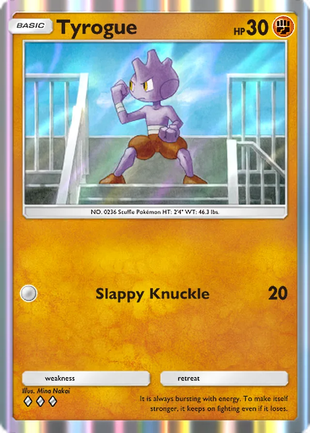 Tyrogue, Wisdom of Sea and Sky #101, Basic Fighting Pokémon, illustrated by Mina Nakai