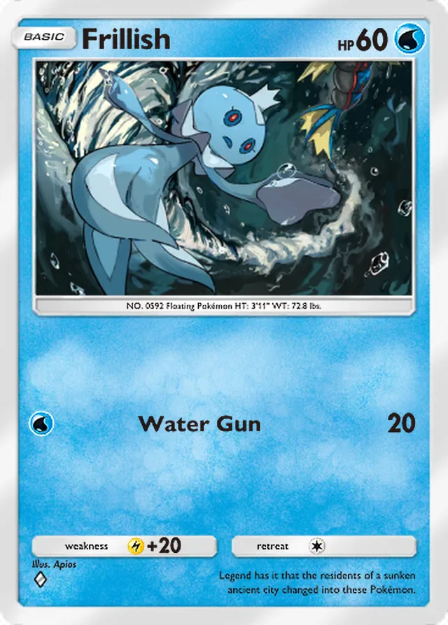 Frillish, Mega Rising #068, Basic Water Pokémon, illustrated by Apios