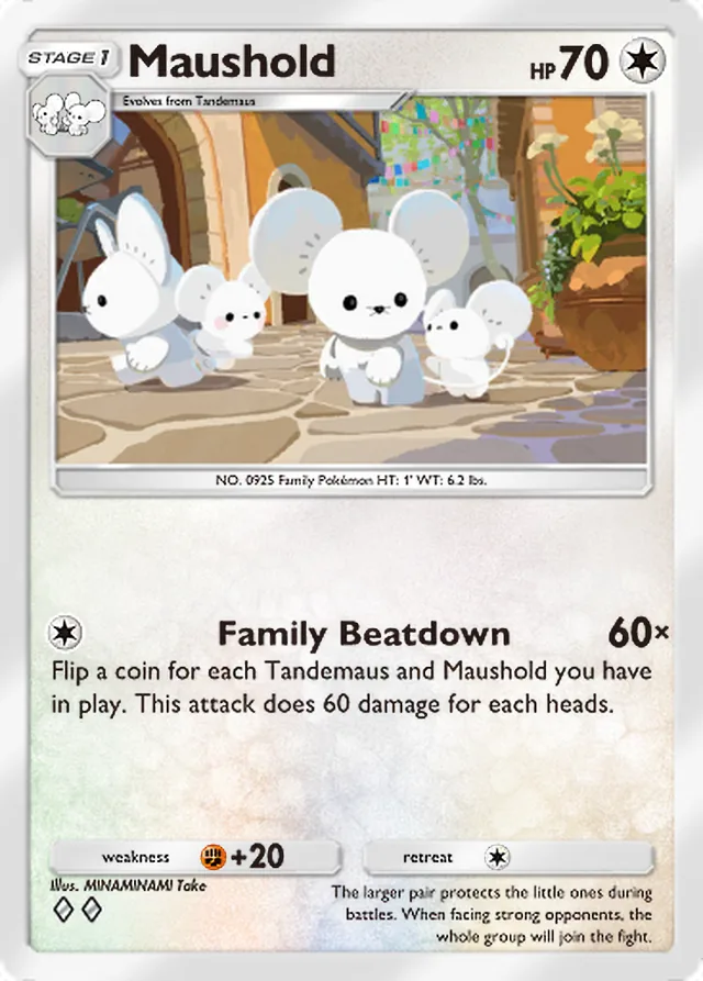 Maushold, Fantastical Parade #143, Stage 1 Colorless Pokémon, illustrated by MINAMINAMI Take