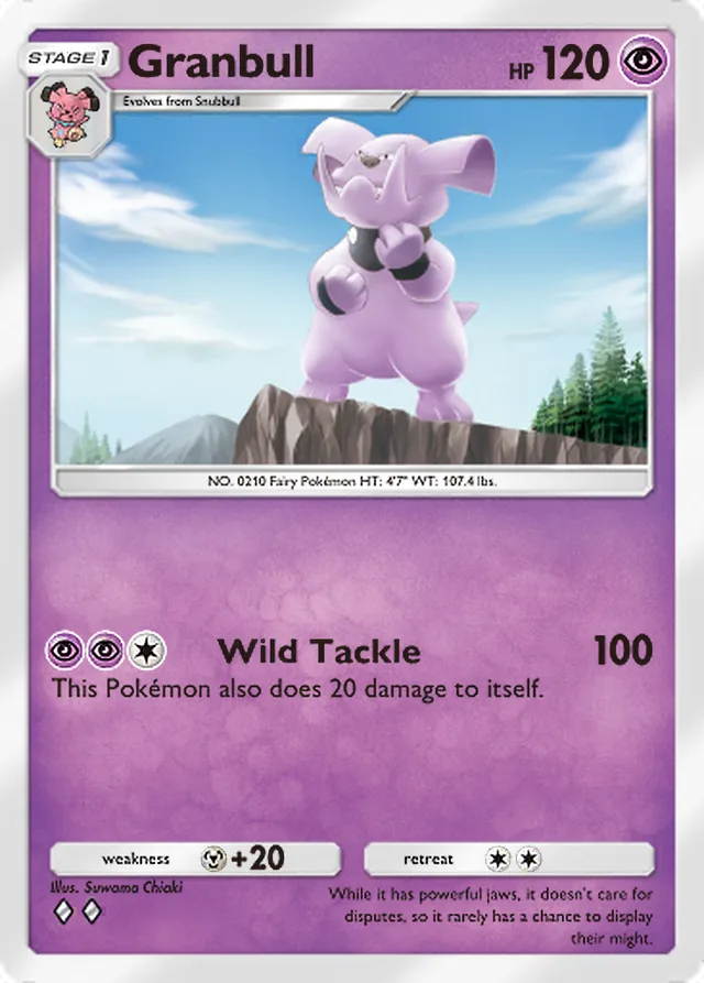 Granbull, Wisdom of Sea and Sky #089, Stage 1 Psychic Pokémon, illustrated by Suwama Chiaki
