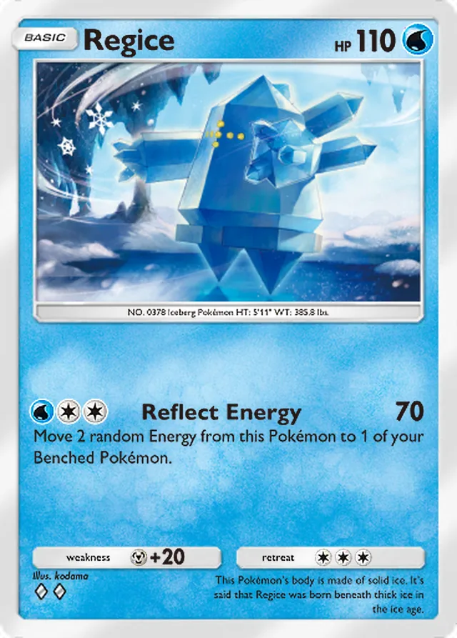 Regice, Pulsing Aura #045, Basic Water Pokémon, illustrated by kodama