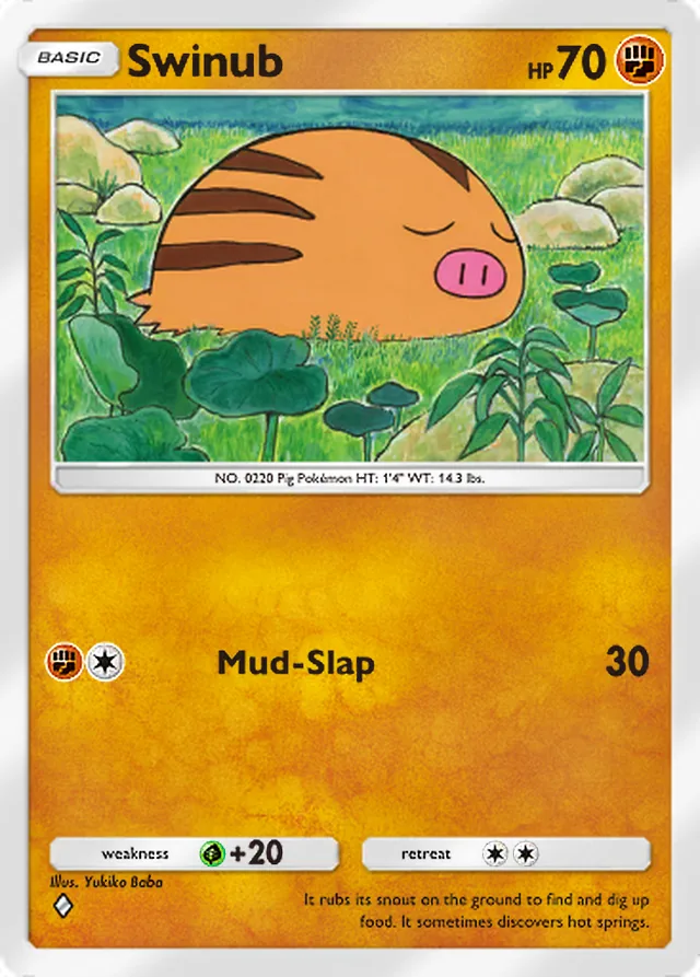 Swinub, Wisdom of Sea and Sky #096, Basic Fighting Pokémon, illustrated by Yukiko Baba