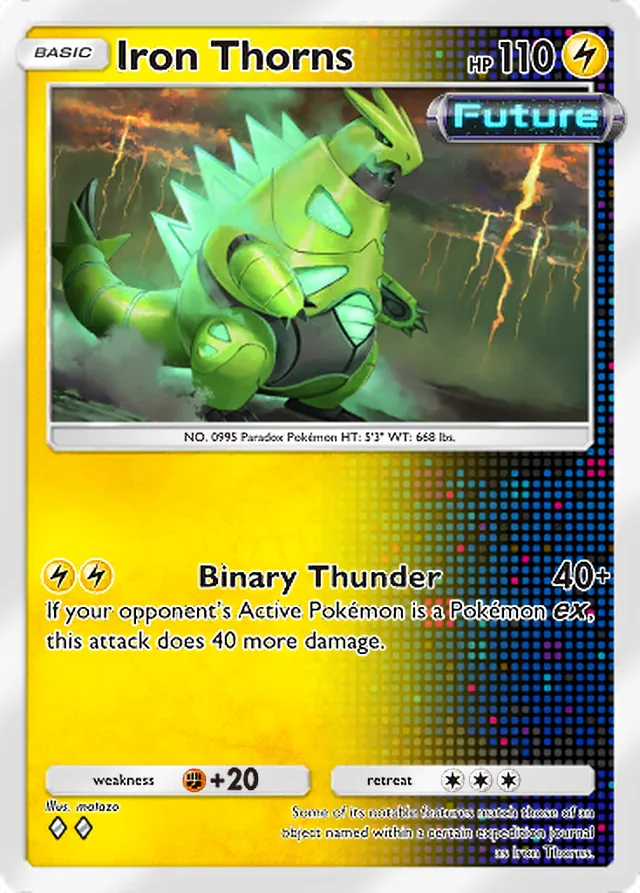 Iron Thorns, Paradox Drive #018, Basic Lightning Pokémon, illustrated by matazo