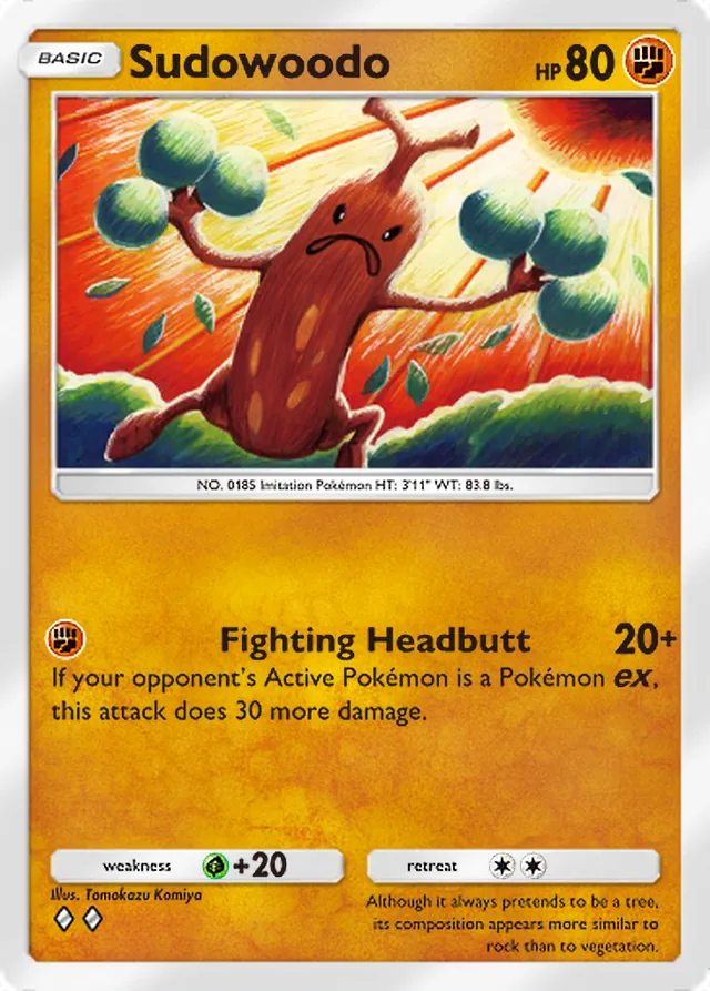 Sudowoodo, Triumphant Light #036, Basic Fighting Pokémon, illustrated by Tomokazu Komiya